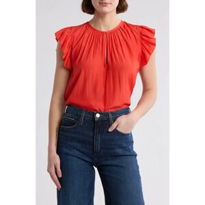 New RAMY BROOK Destinee Orange Cap Sleeve Top